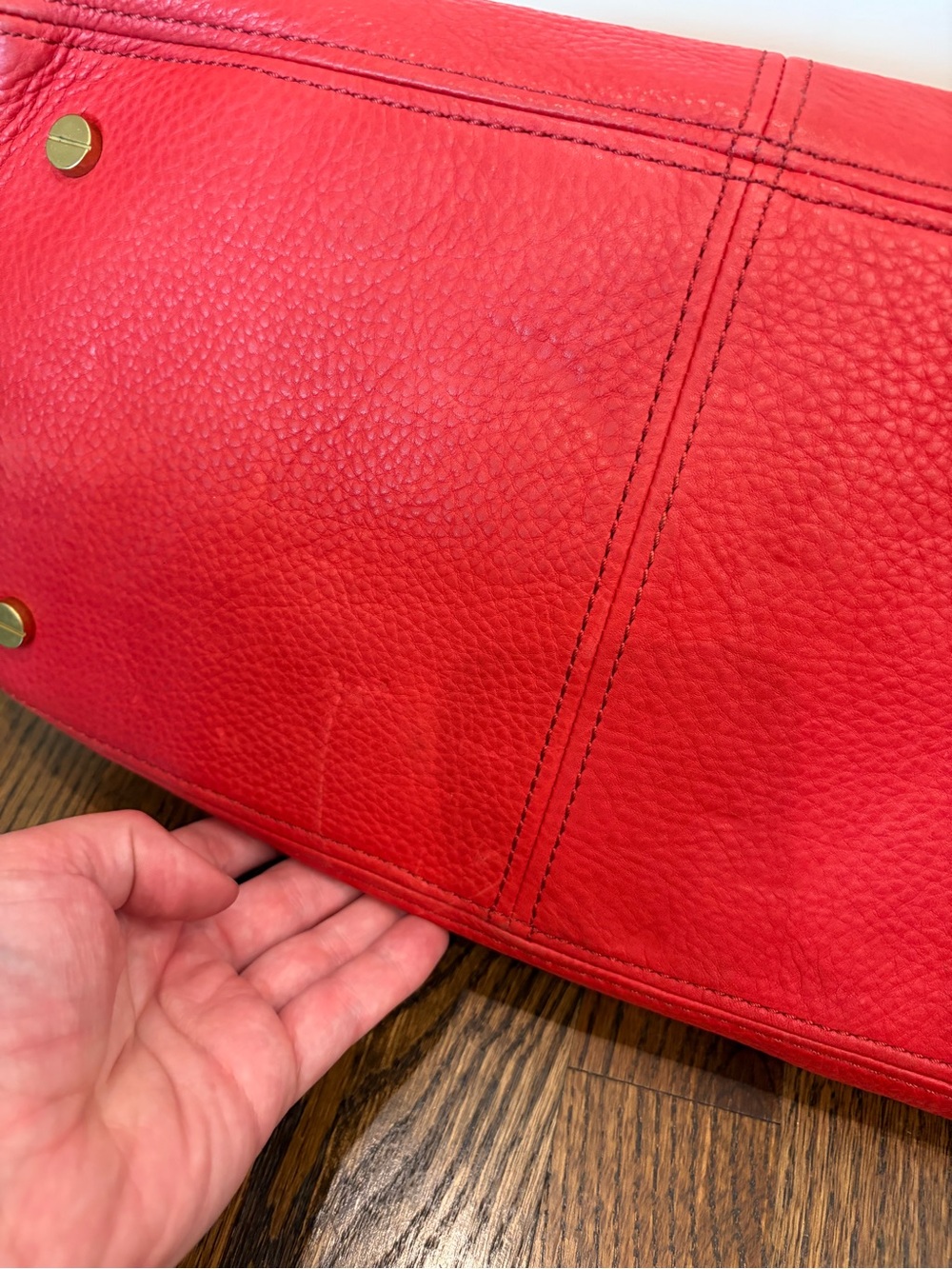J. CREW Biennial Satchel Red Pebbled Leather Tri Compartment Shoulder Bag - Picture 10 of 14
